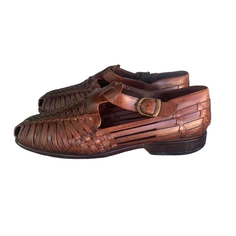 Cole Haan Mens Brown Leather Resort Braided Buckle Fisherman Sandals Size 9.5EEE